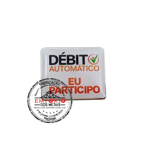 Pin com aplicao de adesivo