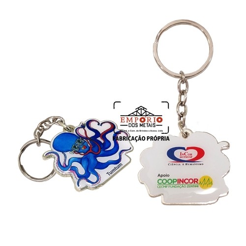Chaveiro de metal com adesivo
