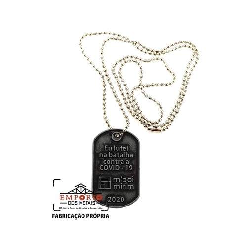 Dog Tag Eu lutei na batalha conta a Covid-19