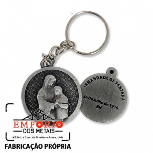 CHAVEIRO FRENTE E VERSO PRATA VELHA