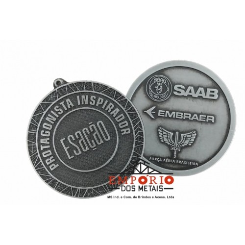 MEDALHA PRATA VELHA FRENTE E VERSO
