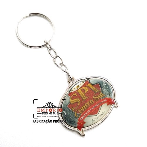 Chaveiro com adesivo e resina