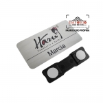 Crach Metlico - Crach em ao inox escovado. Crach personalizado. Crach com m de neodmio. Crach personalizado.