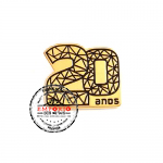 Pin 50 anos - Pin 20 anos. Pin tempo de casa. Pin dourado em relevo. Pin para campanha tempo de empresa. Pin promocional. Pins personalizados.