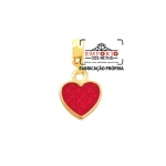 Berloques em Relevo - Berloque em metal no relevo formato coração com banho dourado e cor esmaltada. Fabricamos berloques personalizados para pulseira.