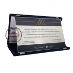 Placa de Agradecimento - Placa em ao inox escovado e gravada com impresso digital U.V. acondicionada em estojo de veludo luxo. Fbrica de placas em metal ao inox e lato para homenagem, agradecimento ou reconhecimento. Placas personalizadas com sua arte para eventos.