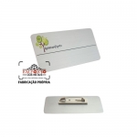 Crachs para Identificao - Crach em ao inox escovado e gravado com impresso digital U.V. com alfinete no verso. Fabrica de crachs em metal inox com seu logo. Os crachs metlicos podem ser personalizados com logo e nome.