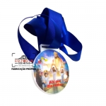 Medalha em Acrlico - Medalha em acrlico branco gravada com impresso digital U.V. e fita de cetim. Fbrica de medalhas personalizadas para eventos promocionais. Medalha sob encomenda com sua arte.