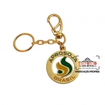 Chaveiro Logo Vazado - Chaveiro em metal com logo vazado, banho dourado e cor esmaltada. Fbrica de chaveiros gravados com logo para eventos, brindes e divulgao da marca.