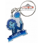 CHAVEIRO PERSONALIZADO COM ADESIVO RESINADO - Chaveiro em acr�lico branco com adesivo resinado, argola e corrente comum. F�brica de chaveiros promocionais. Divulgue sua empresa com chaveiros personalizados.