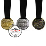 Medalhas personalizadas em relevo - Medalhas personalizadas em relevo com banhos: dourado, niquelado e bronzeado, com fita de gorguro para pescoo.