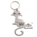 Chaveiro em relevo personalizado - Chaveiro em metal personalizado no formato de gato com banho niquelado podendo ter o acabamento brilhante ou escovado, com opo de corrente e argola comum ou argola tipo italiana. Chaveiro Personalizado em Relevo.